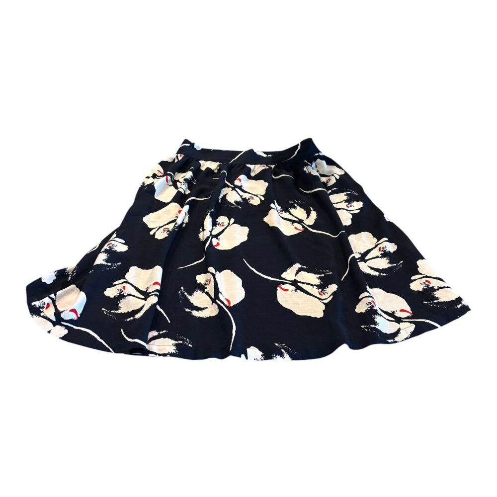 Jacqueline de Yong Navy Blue White Flower Midi Skirt Size 36/4